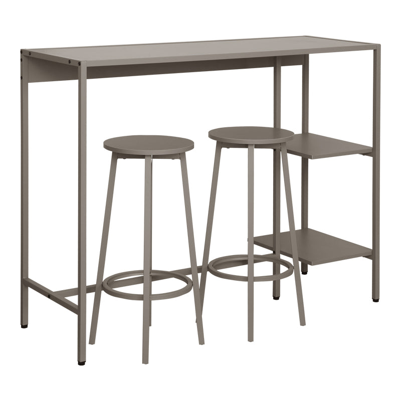 Σετ τραπέζι μπαρ Nexous  3τεμ taupe μέταλλο 124x44x100εκ - Pakobazaar
