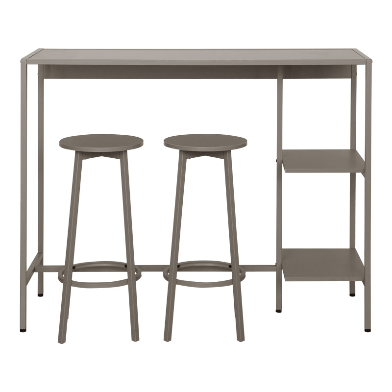 Σετ τραπέζι μπαρ Nexous  3τεμ taupe μέταλλο 124x44x100εκ - Pakobazaar