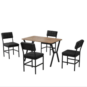 Σετ Τραπεζαρίας 5τμχ Vartholomio Ανθρακί - Καρυδί 110x70x74 εκ. Μελαμίνης