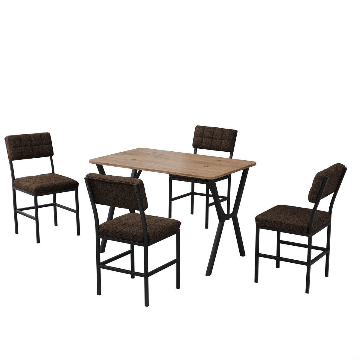 Σετ Τραπεζαρίας 5τμχ Vartholomio Καφέ - Καρυδί 110x70x74 εκ. Μελαμίνης - Pakobazaar