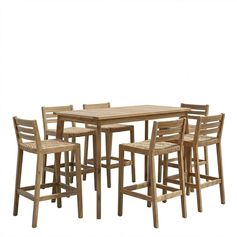 Τραπεζαρία Bravo  σετ 7 τμχ μασίφ ξύλο ακακίας 130x70x90εκ - Pakobazaar