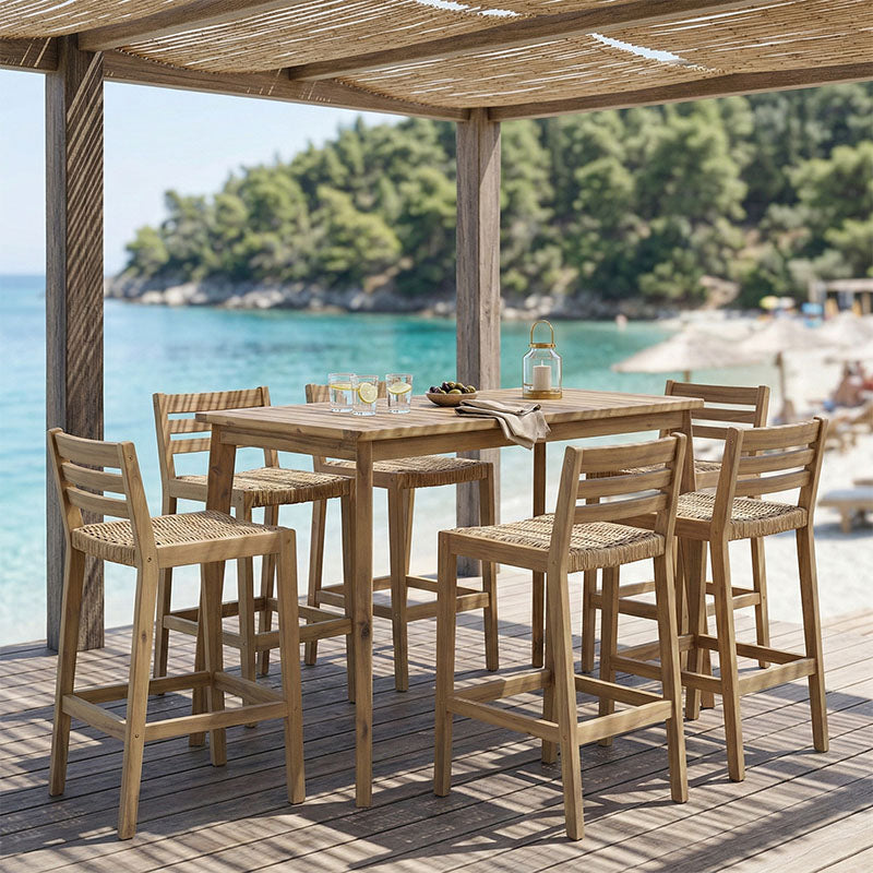 Τραπεζαρία Bravo  σετ 7 τμχ μασίφ ξύλο ακακίας 130x70x90εκ - Pakobazaar