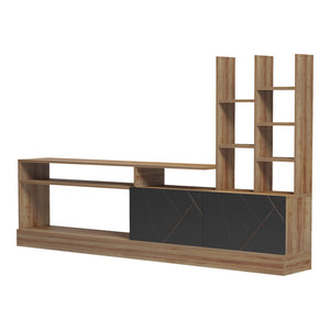 Σύνθετο σαλονιού Seruno  oak - μαύρο μαρμάρου 170x25x100εκ - Pakobazaar