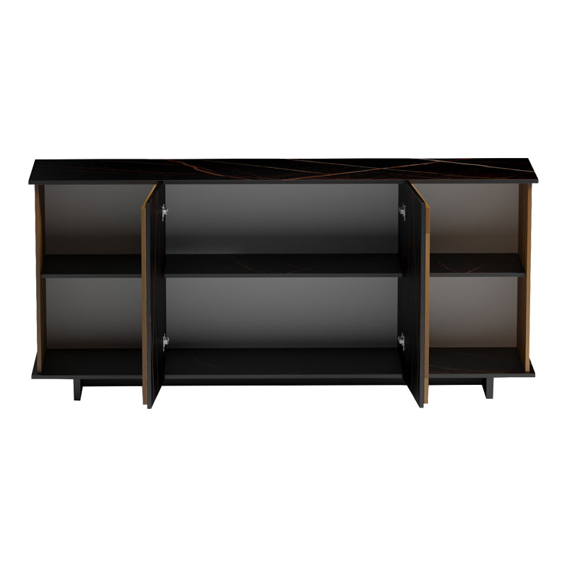 Μπουφές Zafore  καρυδί- μαύρο μαρμάρου 180x45x80εκ - Pakobazaar