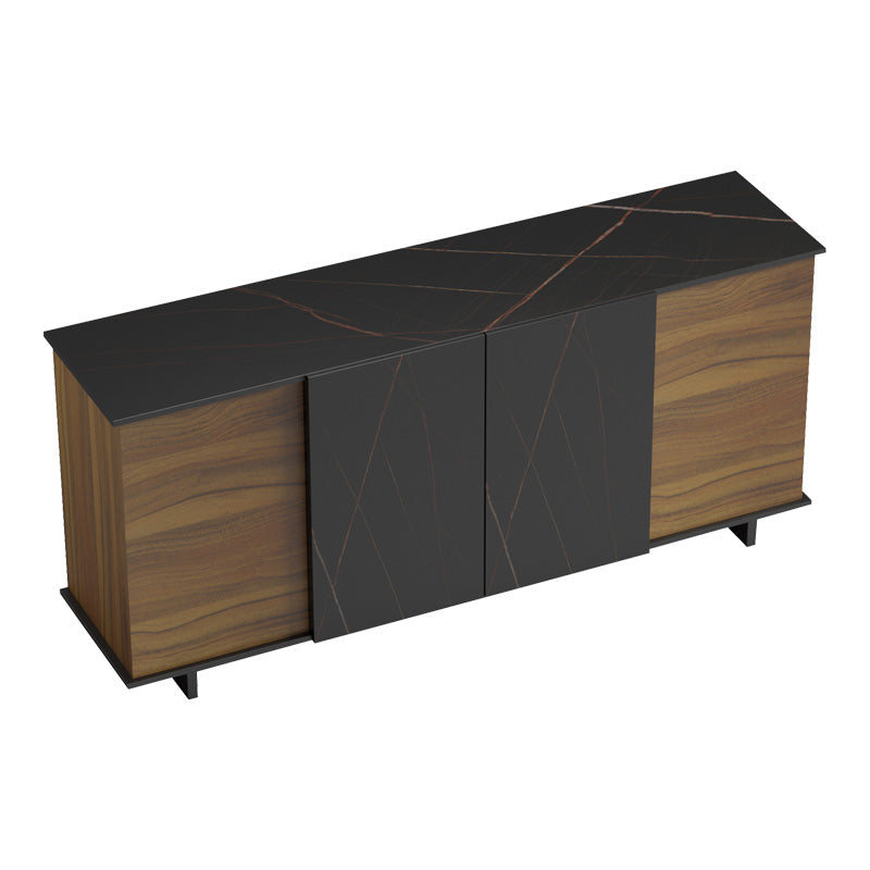 Μπουφές Zafore  καρυδί- μαύρο μαρμάρου 180x45x80εκ - Pakobazaar