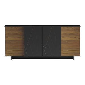 Μπουφές Zafore  καρυδί- μαύρο μαρμάρου 180x45x80εκ - Pakobazaar