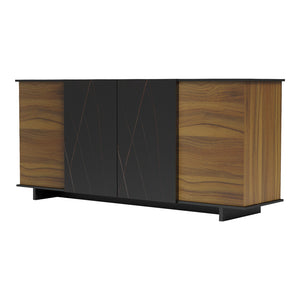 Μπουφές Zafore  καρυδί- μαύρο μαρμάρου 180x45x80εκ - Pakobazaar