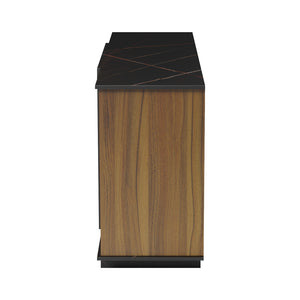 Μπουφές Zafore  καρυδί- μαύρο μαρμάρου 180x45x80εκ - Pakobazaar