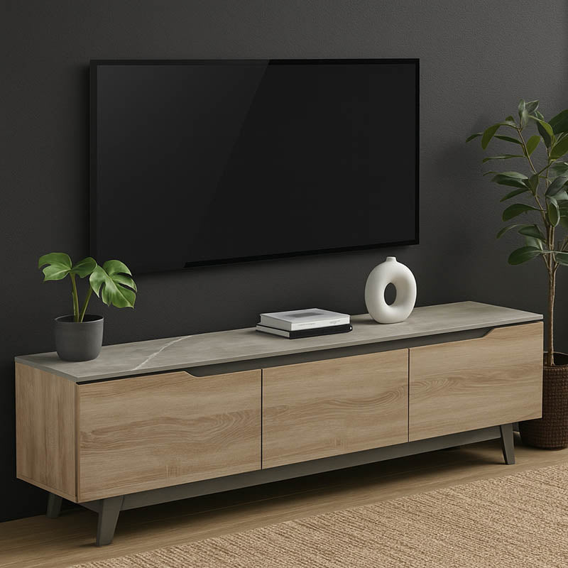 Έπιπλο τηλεόρασης Kasandra  μπεζ μαρμάρου-sonoma 180x35x48.5εκ - Pakobazaar