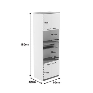 Ντουλάπα κουζίνας Rowan  σε λευκή-sonoma απόχρωση 60x42x182εκ - Pakobazaar