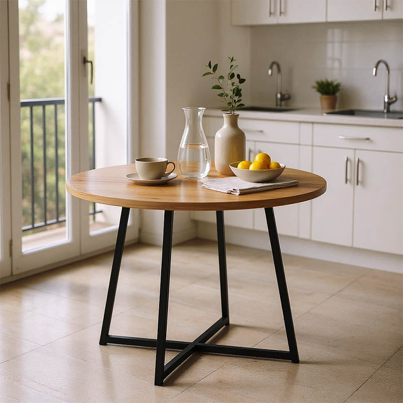 Τραπέζι Sarah Ι  oak- μαύρα μεταλλικά πόδια Φ100x76εκ - Pakobazaar