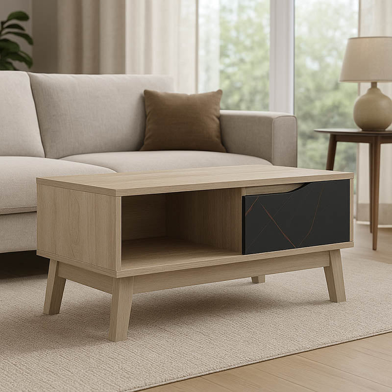 Τραπέζι σαλονιού Judas  σε μαύρο μαρμάρου-sonoma απόχρωση 90x45x38.5εκ