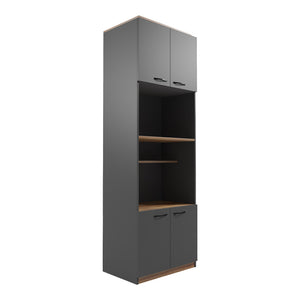 Ντουλάπα κουζίνας Rowan  σε ανθρακί-oak απόχρωση 60x42x182εκ - Pakobazaar