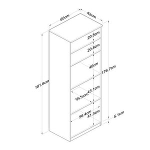 Ντουλάπα κουζίνας Rowan  σε ανθρακί-oak απόχρωση 60x42x182εκ - Pakobazaar