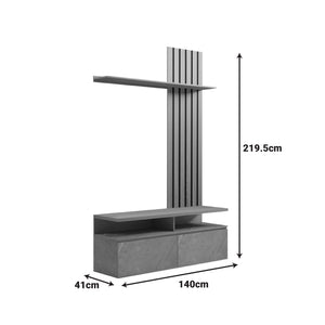 Σύνθετο σαλονιού Perlento  σε μαύρο με sonoma απόχρωση 140x41x219.5εκ - Pakobazaar