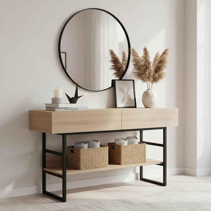 Κονσόλα Vien  σε sonoma-μαύρη απόχρωση 139x43x75.5εκ - Pakobazaar