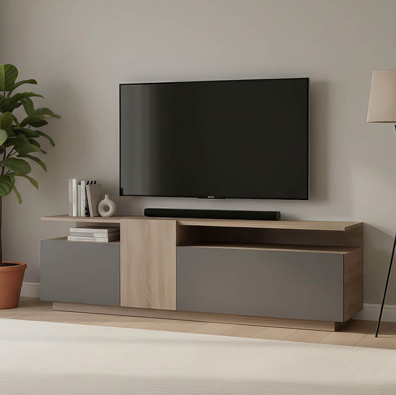 Έπιπλο τηλεόρασης Vendora  σε sonoma-ανθρακί απόχρωση 150x29.5x46.3εκ - Pakobazaar