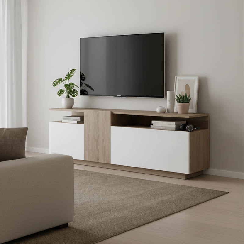 Έπιπλο τηλεόρασης Vendora  σε sonoma-λευκή απόχρωση 150x29.5x46.3εκ - Pakobazaar