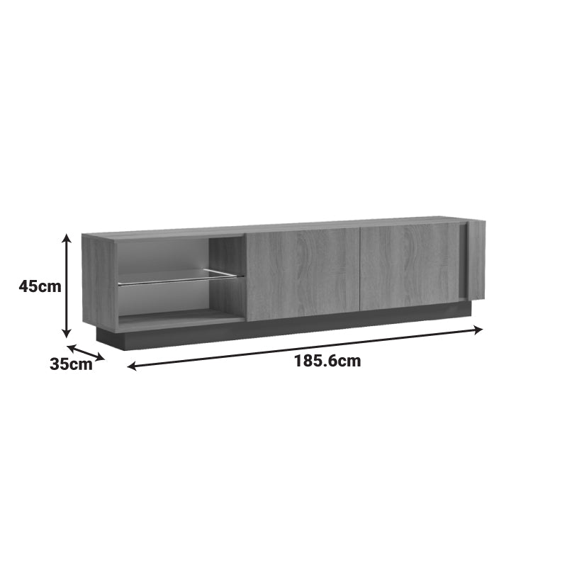 Έπιπλο τηλεόρασης με Led Vario  sonoma - ανθρακί 185.6x35x45εκ - Pakobazaar