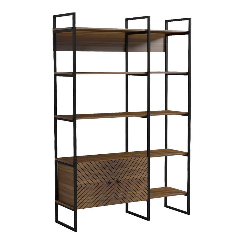 Βιβλιοθήκη Rhombo  καρυδί-μαύρο 120x35x180εκ - Pakobazaar