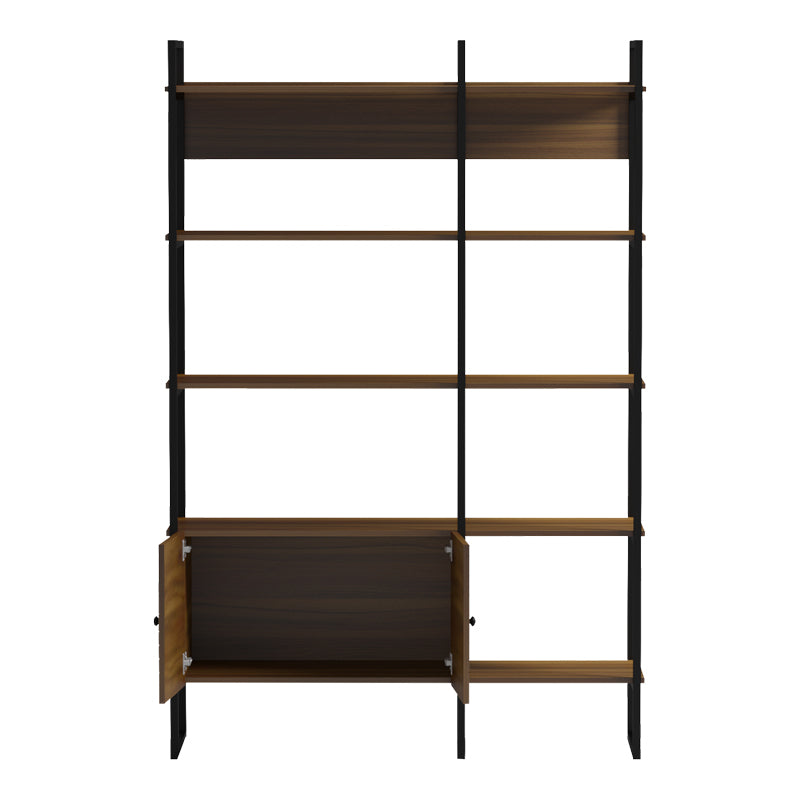 Βιβλιοθήκη Rhombo  καρυδί-μαύρο 120x35x180εκ - Pakobazaar