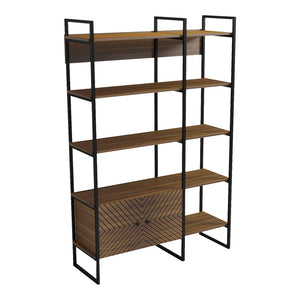 Βιβλιοθήκη Rhombo  καρυδί-μαύρο 120x35x180εκ - Pakobazaar
