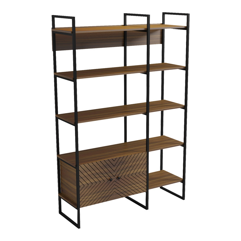 Βιβλιοθήκη Rhombo  καρυδί-μαύρο 120x35x180εκ - Pakobazaar