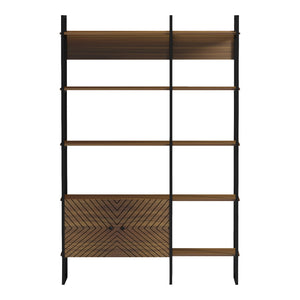 Βιβλιοθήκη Rhombo  καρυδί-μαύρο 120x35x180εκ - Pakobazaar