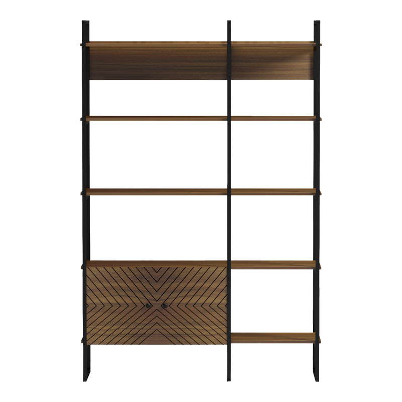 Βιβλιοθήκη Rhombo  καρυδί-μαύρο 120x35x180εκ - Pakobazaar