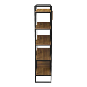 Βιβλιοθήκη Rhombo  καρυδί-μαύρο 120x35x180εκ - Pakobazaar