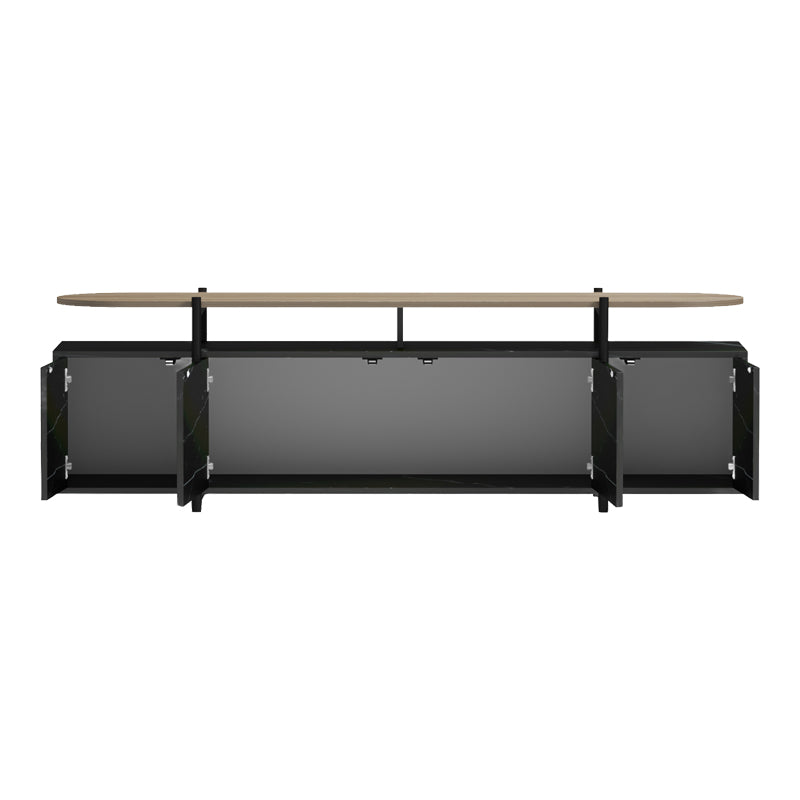 Έπιπλο τηλεόρασης Medousa  sonoma - μαύρη όψη μαρμάρου 160x35.5x50εκ - Pakobazaar