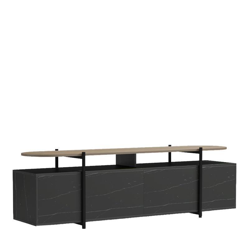 Έπιπλο τηλεόρασης Medousa  sonoma - μαύρη όψη μαρμάρου 160x35.5x50εκ - Pakobazaar