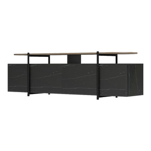 Έπιπλο τηλεόρασης Medousa  sonoma - μαύρη όψη μαρμάρου 160x35.5x50εκ - Pakobazaar