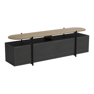 Έπιπλο τηλεόρασης Medousa  sonoma - μαύρη όψη μαρμάρου 160x35.5x50εκ - Pakobazaar