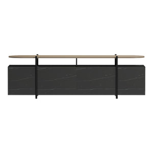 Έπιπλο τηλεόρασης Medousa  sonoma - μαύρη όψη μαρμάρου 160x35.5x50εκ - Pakobazaar