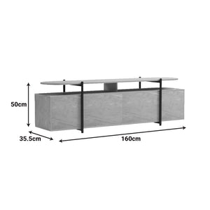 Έπιπλο τηλεόρασης Medousa  sonoma - μαύρη όψη μαρμάρου 160x35.5x50εκ - Pakobazaar