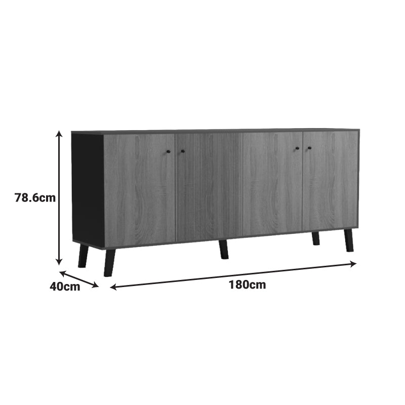 Μπουφές Tuscany  sonoma-ανθρακί 180x40x78.6εκ - Pakobazaar