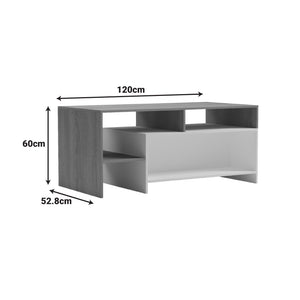 Τραπέζι σαλονιού Consa  sonoma - λευκό 120x60x53.6εκ