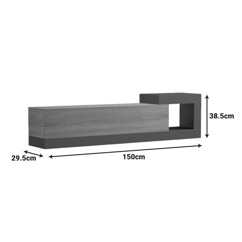 Έπιπλο τηλεόρασης επιτοίχιο Flato  sonoma-ανθρακί 150x29.5x38.5εκ - Pakobazaar