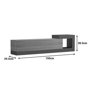 Έπιπλο τηλεόρασης επιτοίχιο Flato  sonoma-ανθρακί 150x29.5x38.5εκ - Pakobazaar