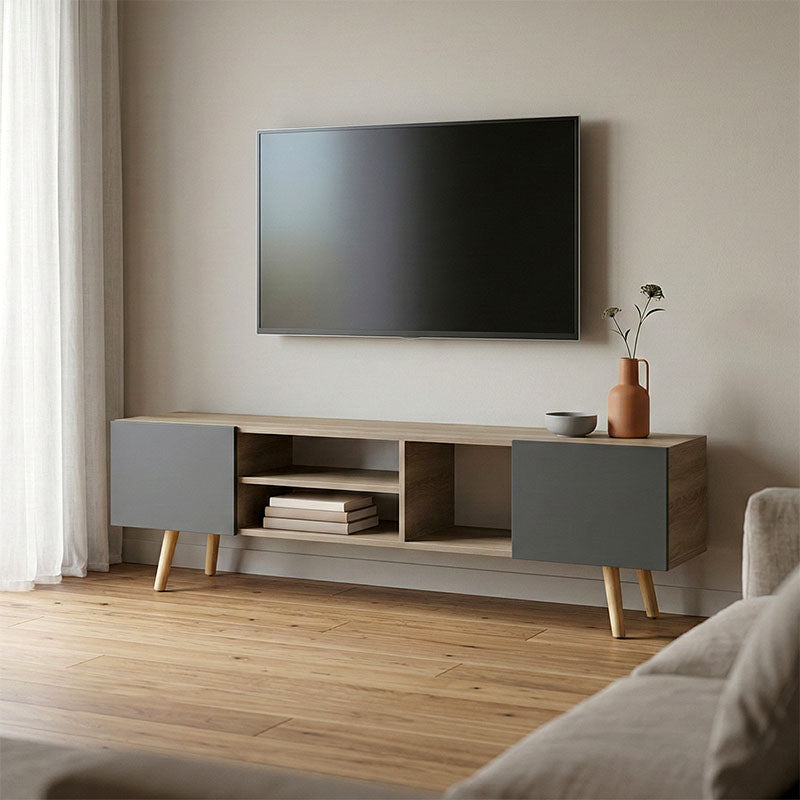 Έπιπλο τηλεόρασης Osclo  sonoma-ανθρακί 160x30x53.5εκ - Pakobazaar