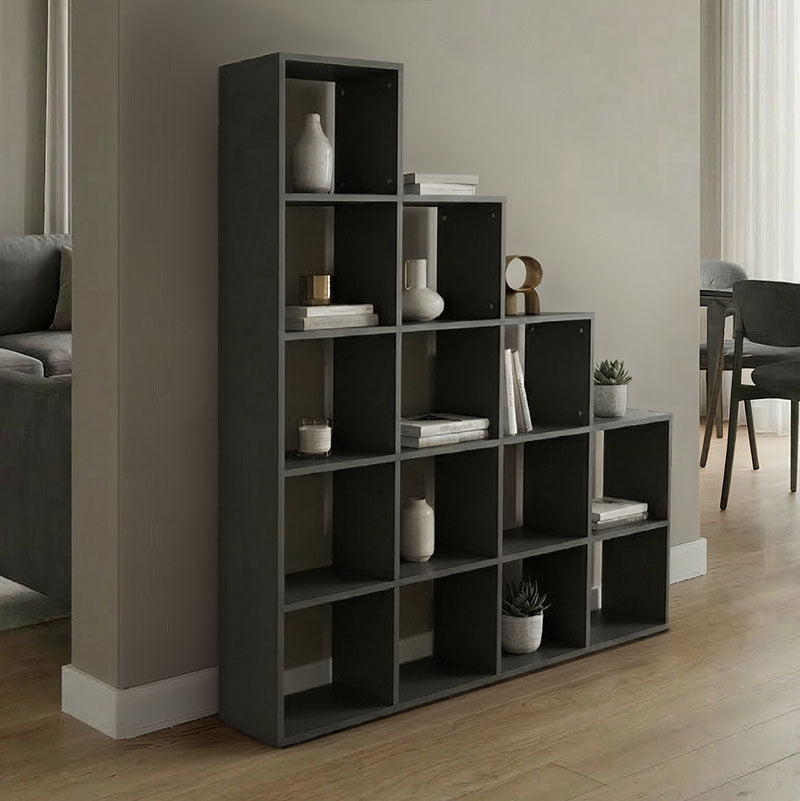 Βιβλιοθήκη Scala  ανθρακί 129.5x29x129.5εκ - Pakobazaar