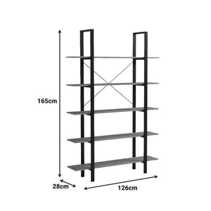Βιβλιοθήκη-Ραφιέρα Loftie  sonoma-μαύρο μέταλλο 126x28x165εκ - Pakobazaar