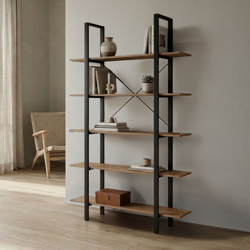 Βιβλιοθήκη-Ραφιέρα Loftie  sonoma-μαύρο μέταλλο 126x28x165εκ - Pakobazaar