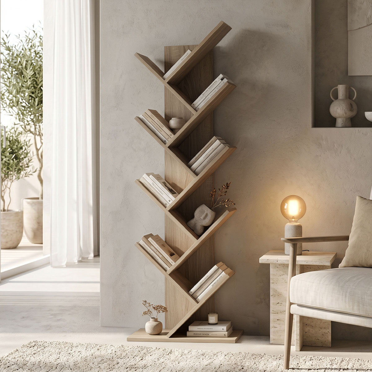 Βιβλιοθήκη Fyllo  sonoma 50x25x141.5εκ - Pakobazaar