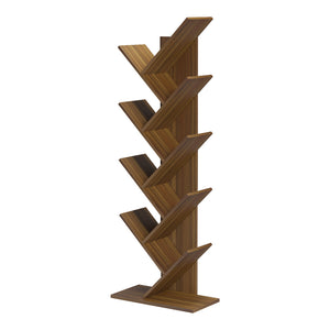 Βιβλιοθήκη Fyllo  καρυδί 50x25x141.5εκ - Pakobazaar