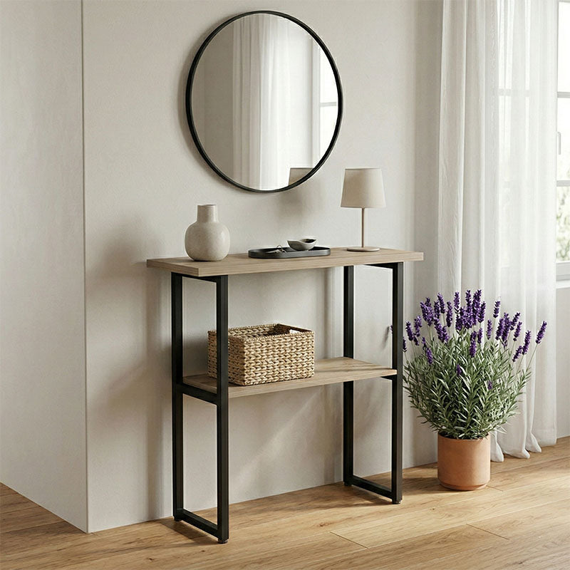 Κονσόλα Solain  sonoma-μαύρο μέταλλο 79x29x85εκ - Pakobazaar