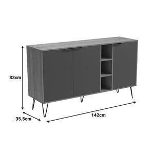 Μπουφές Balain  sonoma-ανθρακί 142x35.5x83εκ - Pakobazaar