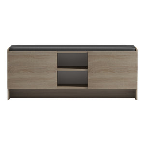Παπουτσοθήκη-σκαμπό Zulla  sonoma-μαύρο 110x37x43εκ - Pakobazaar