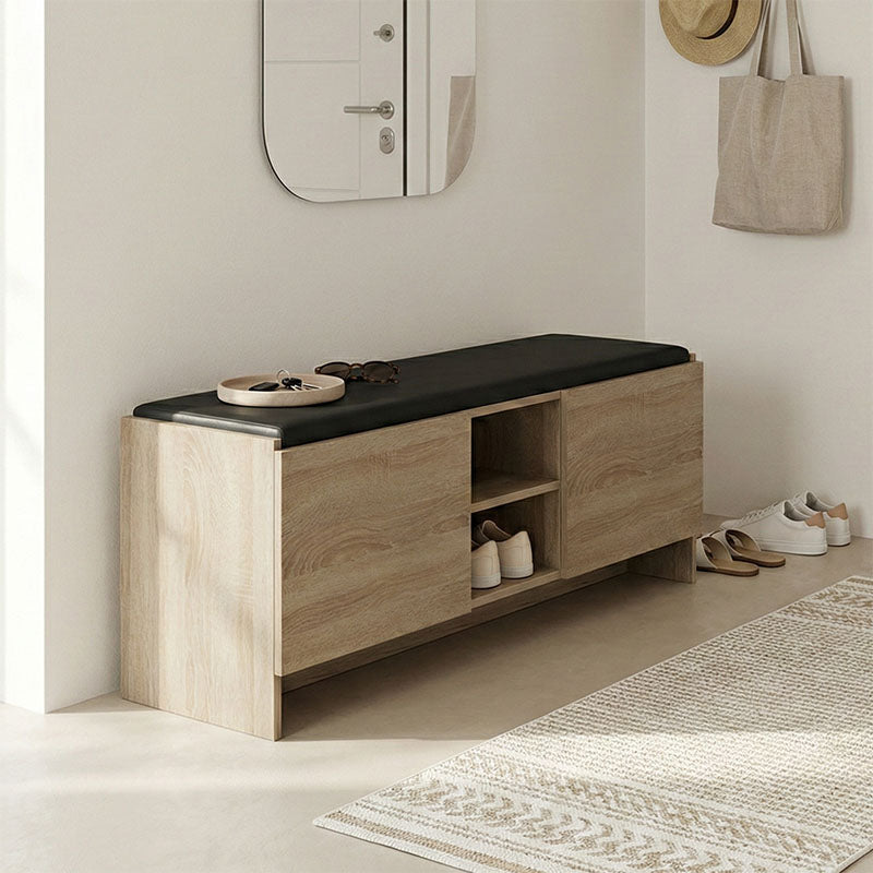 Παπουτσοθήκη-σκαμπό Zulla  sonoma-μαύρο 110x37x43εκ - Pakobazaar